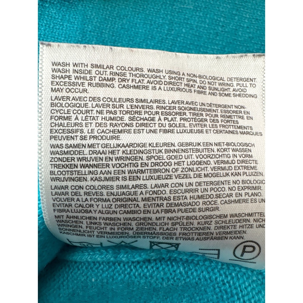 Jumper 1234 Womens 100% Cashmere Crewneck Sweater Turquoise Size 1/XS Old Money - Picture 5 of 9
